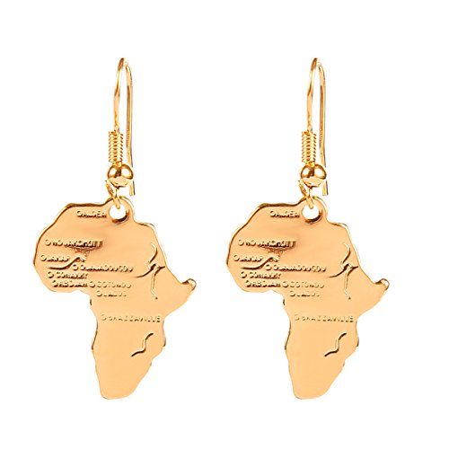 Product Cover 24k Gold Plated Brass Africa Map Dangle Earring