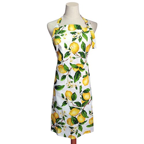 Product Cover Valentine's Thin Cotton Women's Kitchen Apron Adjustable Cooking Baking Garden Chef Apron with Pocket Great Gift for Wife Ladies Lovely Lemon Tree Floral