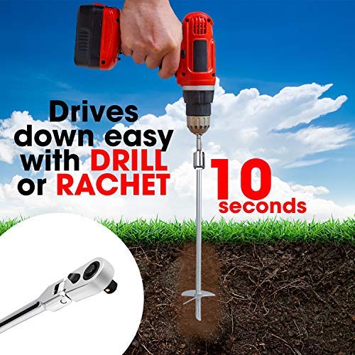 Product Cover Powerful 8-Piece Earth Auger Shed Anchor Kit - 1000 LBS Pressure Tested Hold Per Stake '€ 10 Sec Install w/Cordless Drill. Heavy Duty