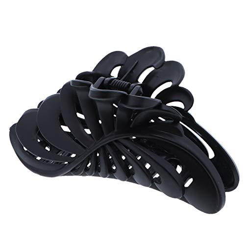 Product Cover Matte Black 5 inch Large Jaw Clip Hair Claw with leaf design (Motique Accessories)