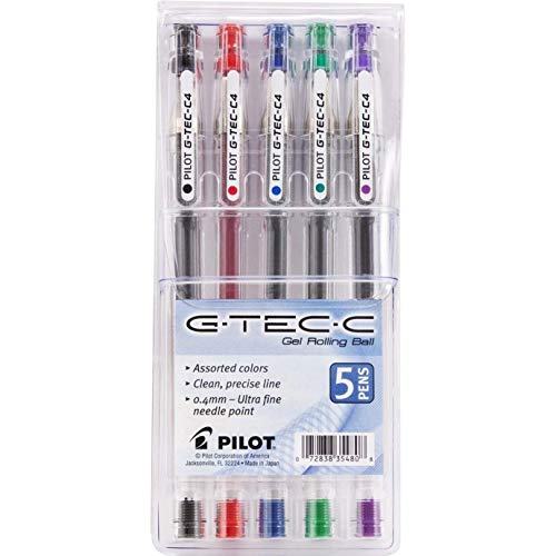 Product Cover Pilot G-Tec-C4 Ultra Assorted Colors 0.4MM Rollerball Pen 5 Per Pack by Pilot