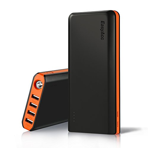 Product Cover EasyAcc 20000mAh Portable Charger Fast Recharge External Battery Pack Charger with 2.1A 2-Port Input 4.8A Smart Output High Capacity Power Bank for iPhone iPad Samsung Android - Black and Orange