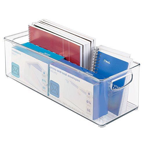 Product Cover mDesign Office Supplies, Cabinet, Deep Drawer Storage Organizer Bin - Large, Clear