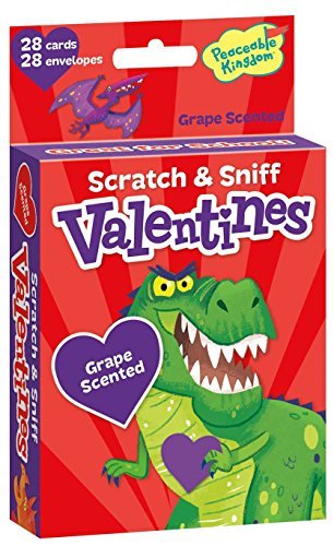 Product Cover Peaceable Kingdom Scratch and Sniff Dinosaur Valentines - 28 Card Pack