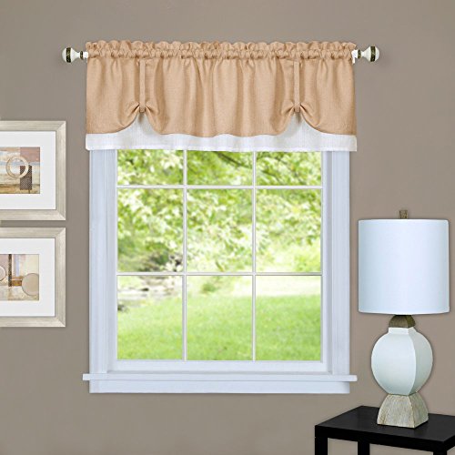 Product Cover Achim Home Furnishings, Tan/White DRVL14TW12 Darcy Window Curtain Valance, 58