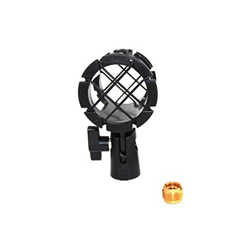 Product Cover ZRAMO Microphone Clip Mount Small Size Mics Holder Shock Mount with Adapter and 8pc O-ring for AKG D230, Senheisser ME66, Rode NTG-2,NTG-1,Audio-Technica AT-875R