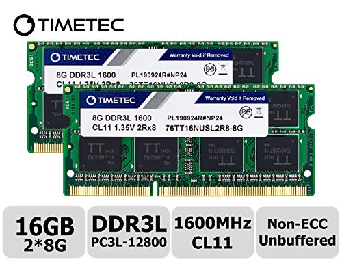 Product Cover Timetec Hynix IC 16GB Kit(2x8GB) DDR3L 1600MHz PC3L-12800 Non ECC Unbuffered 1.35V CL11 2Rx8 Dual Rank SODIMM Laptop Memory Ram (16GB Kit(2x8GB))
