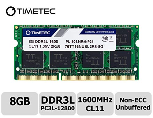 Product Cover Timetec Hynix IC 8GB DDR3L 1600MHz PC3L-12800 Non ECC Unbuffered 1.35V CL11 2Rx8 Dual Rank 204 Pin SODIMM Laptop Notebook Computer Memory Ram Module Upgrade(8GB)