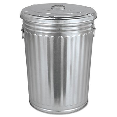 Product Cover Pre-Galvanized Trash Can with Lid, Round, Steel, 20gal, Gray, Sold as 1 Each