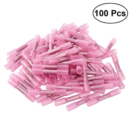 Product Cover Pixnor Butt Connectors,Heat Shrink,15-24 AWG Crimp And Seal,100-Pack(Pink)