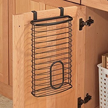 Product Cover mDesign Over The Cabinet Kitchen Storage Holder for Plastic and Garbage Bags - Bronze by MetroDecor