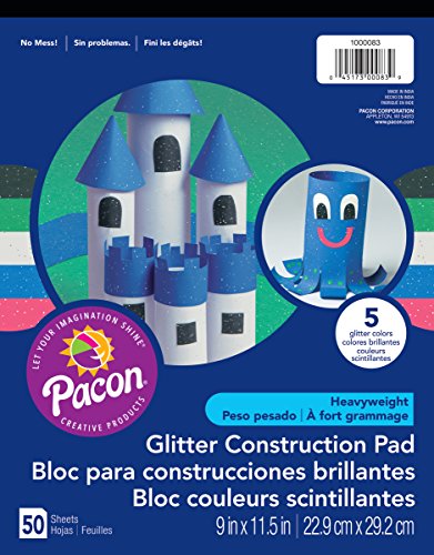 Product Cover Pacon  Glitter Construction Paper Pad, 5 Assorted Colors,  9