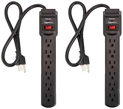 Product Cover AmazonBasics 6-Outlet Surge Protector Power Strip 2-Pack, 200 Joule - Black