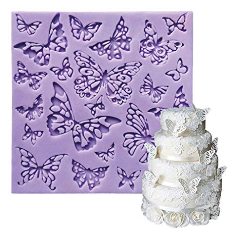 Product Cover Fondant Impression Mats square fondant impression lace butterfly mould Silicone imprint mold Cake Decorating Supplies for Cupcake Wedding Cake topper Decoration