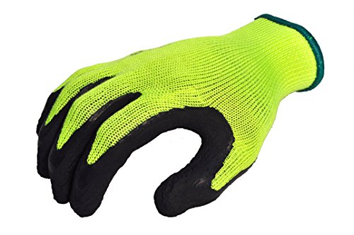 Product Cover G & F - 1 Pairs Pack XL Premium High Visibility Work and gardening Gloves for Men and Women. MicroFoam Double Textured Latex Waterproof Coated Palm and Fingers Gloves for Gardening Work