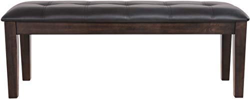 Product Cover Signature Design by Ashley - Haddigan Upholstered Dining Room Bench - Casual Tufted Seating - Dark Brown
