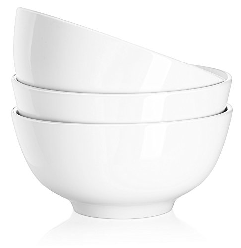 Product Cover DOWAN 29 Ounces Porcelain Soup Bowls, 3 Packs, Stackable Round, White