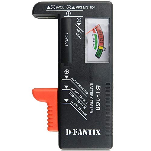 Product Cover D-FantiX Battery Tester, Universal Battery Checker for AA AAA C D 9V 1.5V Button Cell Batteries (Model: BT-168)