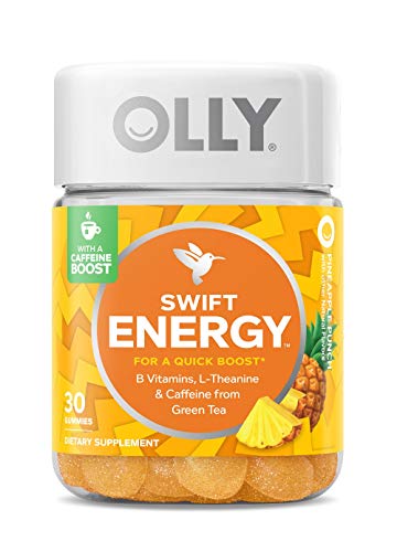Product Cover OLLY Swift Energy Gummy, 10 Servings (30 Gummies), Pineapple Punch, B Vitamins, L Theanine, Caffeine from Green Tea, Chewable Supplement