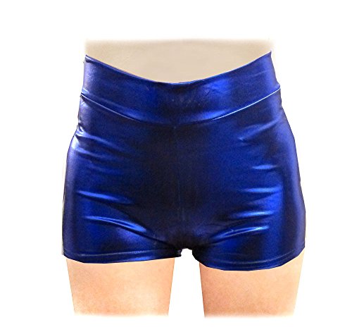 Product Cover SACASUSA (TM Shiny Stretchy Metallic Mini Shorts Hot Pants in Royal Blue Small