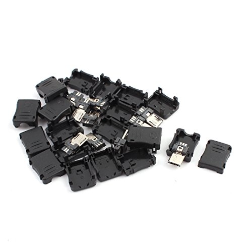 Product Cover uxcell a15061700ux0139 10PCS 5-Pin Micro USB Type B Male Connector w Plastic Cover for DIY Pack of 10