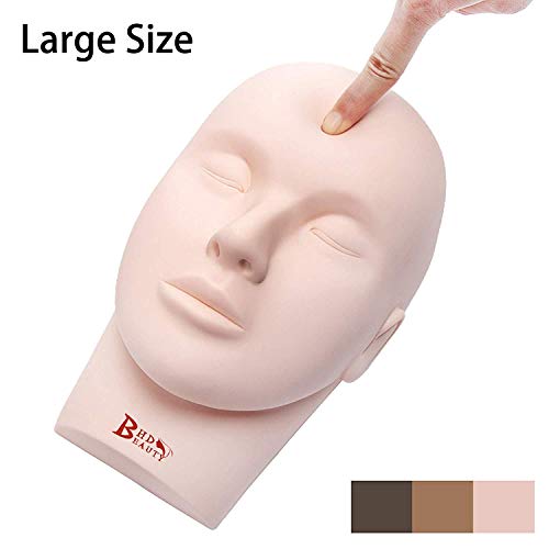 Product Cover BHD BEAUTY Eyelash Practice Training Head for Makeup Cosmetology Beige Flat Soft PVC Material Head with Mount Hole