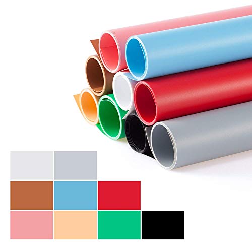Product Cover Meking 27x51inch (68x130cm) Photography Backdrop Matte PVC Background Paper Kit for Photo Video Photography Studio, 9 in 1 kit