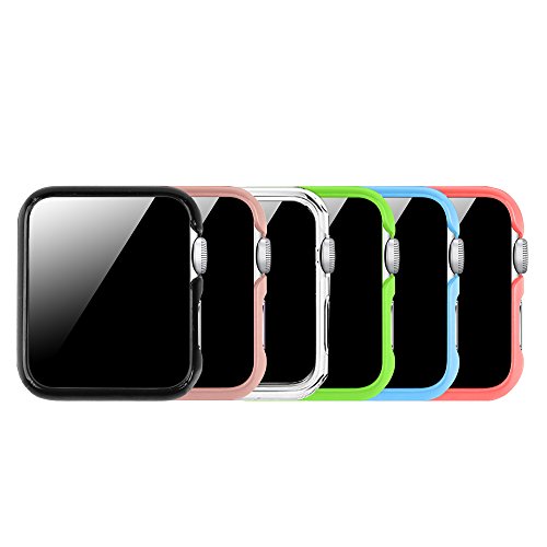 Product Cover [6 Color Pack] Fintie for Apple Watch Case 38mm, Slim Lightweight Polycarbonate Hard Protective Bumper Cover for All Versions 38mm Apple Watch Series 3 (2017) / Series 2 / Series 1 Sport & Edition