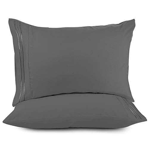 Product Cover Nestl Bedding Solid Microfiber Queen/Standard 20 x 30 Inches Pillowcases, Charcoal Grey (Set of 2)