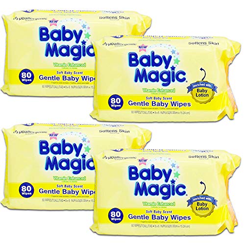Product Cover Baby Magic Gentle Baby Wipes Hypoallergenic Multi-Pack of 4 (320 Wipes)