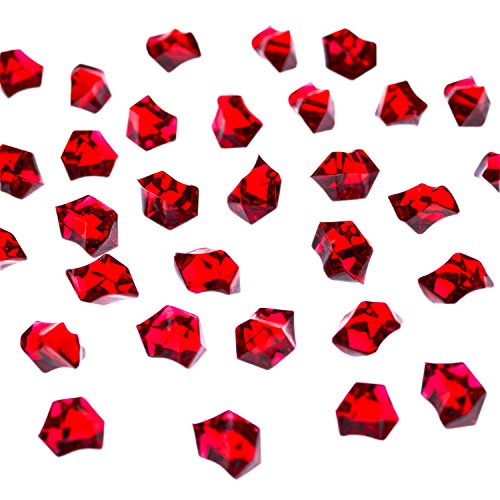 Product Cover Acrylic Color Ice Rock Crystals Treasure Gems for Table Scatters, Vase Fillers, Event, Wedding, Arts & Crafts, Birthday Decoration Favor (190 Pieces) by Super Z Outlet (Red)