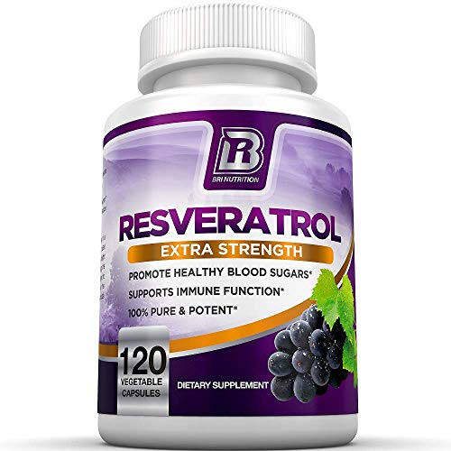 Product Cover BRI Resveratrol - 1200mg Potent Trans-Resveratrol Natural Antioxidant Supplement with Green Tea and Quercetin Promotes Anti-Aging, Heart Health, Brain Function and Immune System