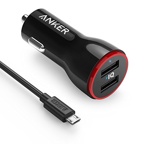 Product Cover Anker 24W Dual USB Car Charger PowerDrive 2 + 3ft Micro USB to USB Cable Combo for Galaxy S7/S6/Edge/Plus, Note 5/4, LG, Nexus, HTC and More, Black
