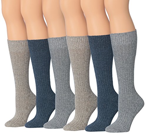Product Cover Tipi Toe Women's 3 Pairs Ragg Marled Ribbed Mid-Calf High Wool-Blend Boot Socks