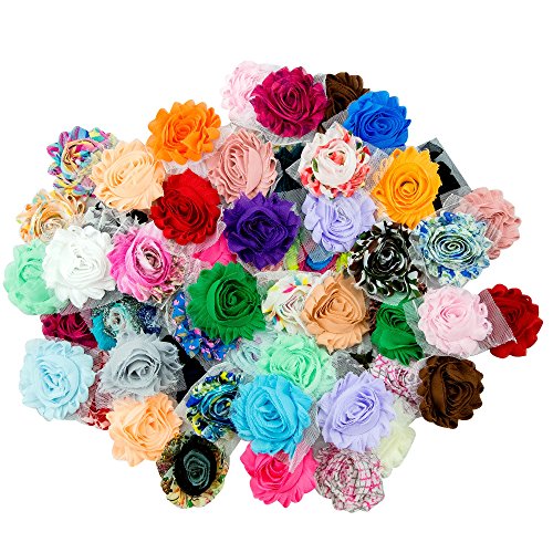 Product Cover JLIKA (50 Pieces Shabby Flowers - Chiffon Fabric Roses - 2.5
