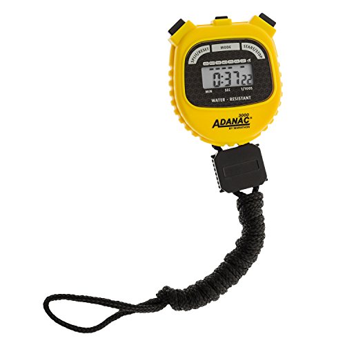 Product Cover Marathon Adanac 3000 Digital Sports Stopwatch Timer with Extra Large Display and Buttons, Water Resistant- Yellow