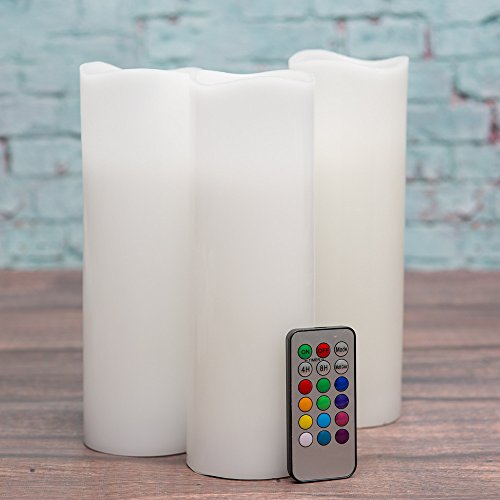 Product Cover Richland Wavy Top Flameless LED Pillar Candles White 3