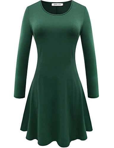 Product Cover Aphratti Women's Crew Neck Long Sleeve Fit and Flare Casual Skater Dress