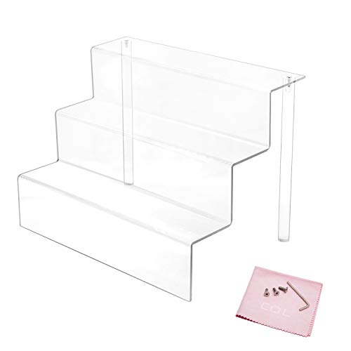 Product Cover Combination of Life 3 Steps Acrylic Riser Display Shelf for Amiibo Funko Pops Figures Clear 9 inches W by 6.25 inches D
