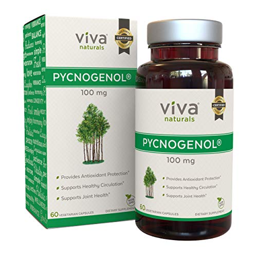 Product Cover Viva Naturals Pycnogenol, 100mg, 60 Veggie Capsules - Proprietary French Pine Bark Extract, Provides Antioxidants that Fight Free Radical Damage