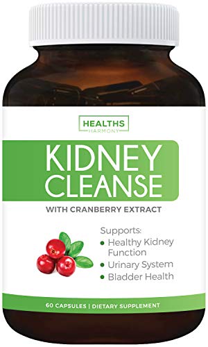 Product Cover Kidney Cleanse (Non-GMO & Vegetarian) Supports Bladder Control & Urinary Tract - Powerful VitaCran Cranberry Extract - Natural Herbs Supplement - Kidney Health, Flush & Detox - 60 Capsules (No Pills)