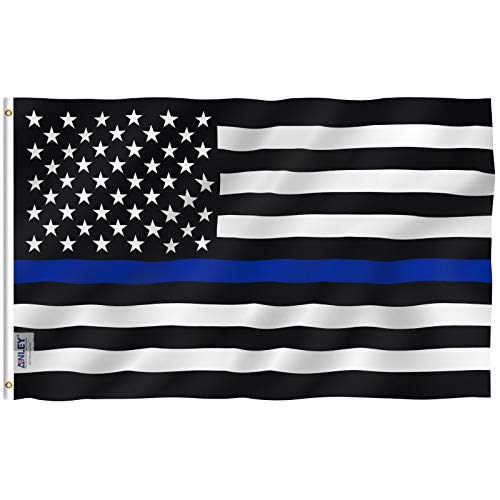 Product Cover Anley Fly Breeze 3x5 Foot Thin Blue Line USA Flag - Vivid Color and UV Fade Resistant - Canvas Header and Double Stitched - Honoring Law Enforcement Officers Flags Polyester with Brass Grommets