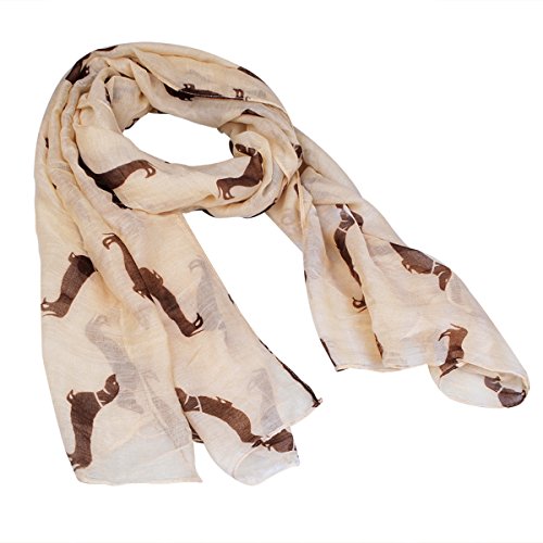 Product Cover Fashion 9 Color Animal Dachshund Dog Print Scarf Pashmina Women Scarves (Beige)