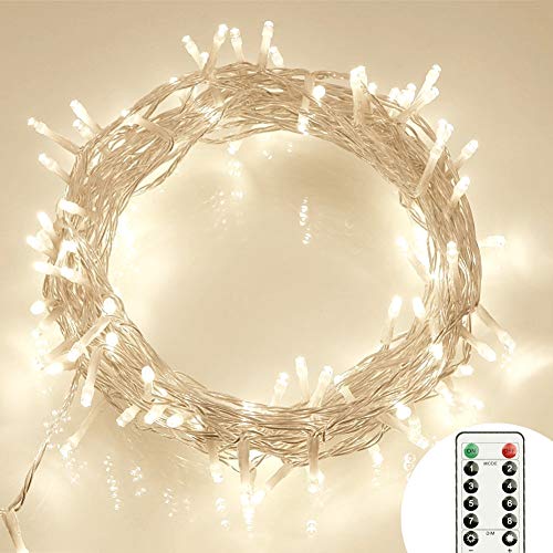 Product Cover [Remote and Timer] 40 LED Outdoor Fairy Lights - 8 Modes Battery Operated String Lights (120 Hours of Lighting, IP65 Waterproof, Warm White)