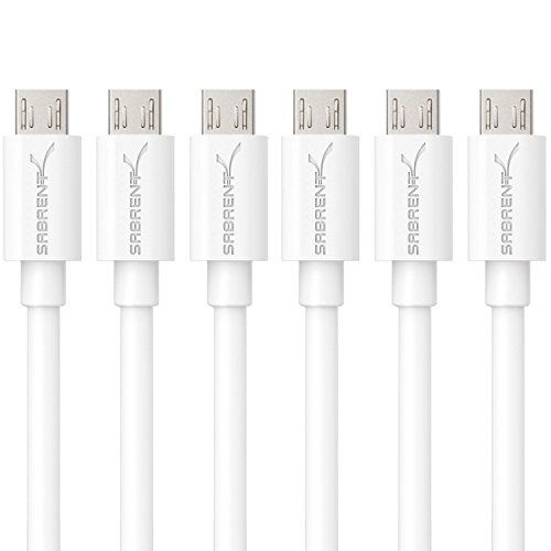 Product Cover Sabrent [6-Pack 22AWG Premium 3ft Micro USB Cables High Speed USB 2.0 A Male to Micro B Sync and Charge Cables [White] (CB-M63W)