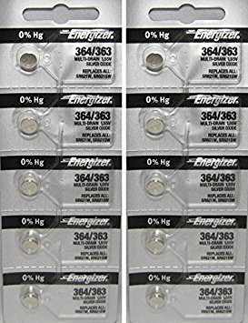 Product Cover Energizer 364 SR621SW Silver Oxide 0%Hg Mercury Free 10 Batteries