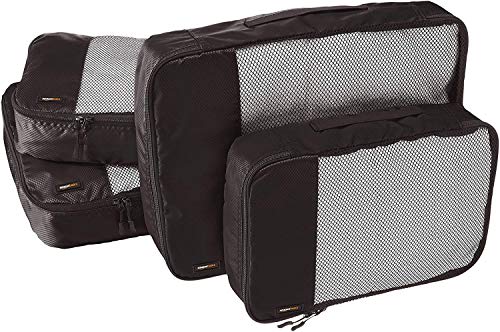 Product Cover AmazonBasics Packing Cubes/Travel Pouch/Travel Organizer - 2 Medium and 2 Large, Black (4-Piece Set)