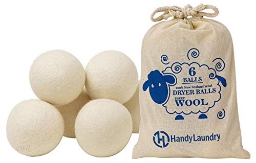 Product Cover Wool Dryer Balls - Natural Fabric Softener, Reusable, Reduces Clothing Wrinkles and Saves Drying Time. The Large Dryer Ball is a Better Alternative to Plastic Balls and Liquid Softener. (Pack of 6)