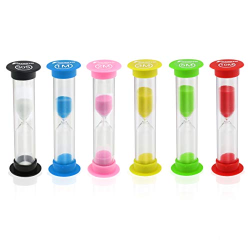 Product Cover Sand Timer - Foxnovo Colorful Sandglass Hourglass Sand Clock Timer 30sec / 1min / 2mins / 3mins / 5mins / 10mins (6pcs)
