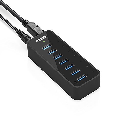 Product Cover Anker 7-Port USB 3.0 Data Hub with 36W Power Adapter and BC 1.2 Charging Port for iPhone 7/6s Plus, iPad Air 2, Galaxy S Series, Note Series, Mac, PC, USB Flash Drives and More